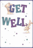 This get well card exudes playful optimism within a design alive with gentle colour and emotion-a cuddly teddy and an exuberant puppy spring from the blank canvas, each joyfully engaged in lifting the colourful, bold letters spelling out 'Get Well.' The text shimmers in indigo and teal across a backdrop of creamy white, catching the eye with its lively energy, while whimsical stars in hues of lavender and blue scatter overhead, casting an atmosphere of hope and gentle healing that feels right at home in Twickenham's neighborhoods, from Strawberry Hill to the riverside. The illustration's fur details invite you to imagine soft, comforting textures; the bear's plushness and the puppy's floppy ears radiate warmth and the promise of care. The spirit of the card is both comforting and restorative-much like a thoughtfully arranged 'get well soon' bouquet delivered fresh from a local Twickenham florist, ready to brighten a loved one's recovery. Whether shared on a bright morning near Twickenham Green or tucked beside a hospital bedside, this card's heartfelt message-elevated by artful details and joyful tone-offers both visual and emotional solace, making kindness and encouragement tangible in moments when they're needed most.
